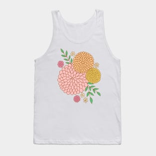 Retro flower garden botanical design in pink and light blue Tank Top